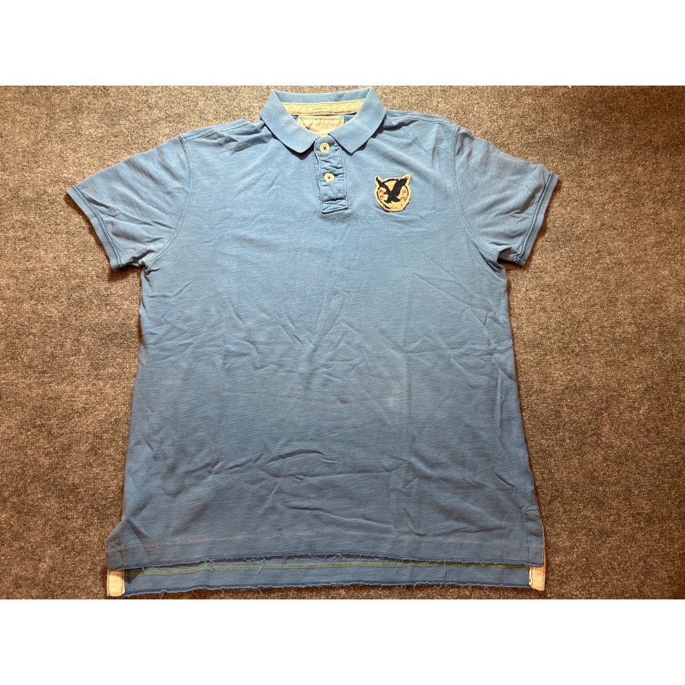 Vintage 90s American Eagle Outfitters Rugby Polo Shirt Y2K Blue Mens XL